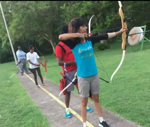 Learning archery in Barbados, 2018