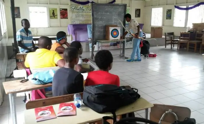 Teaching archery at Sophia Special School, 2023